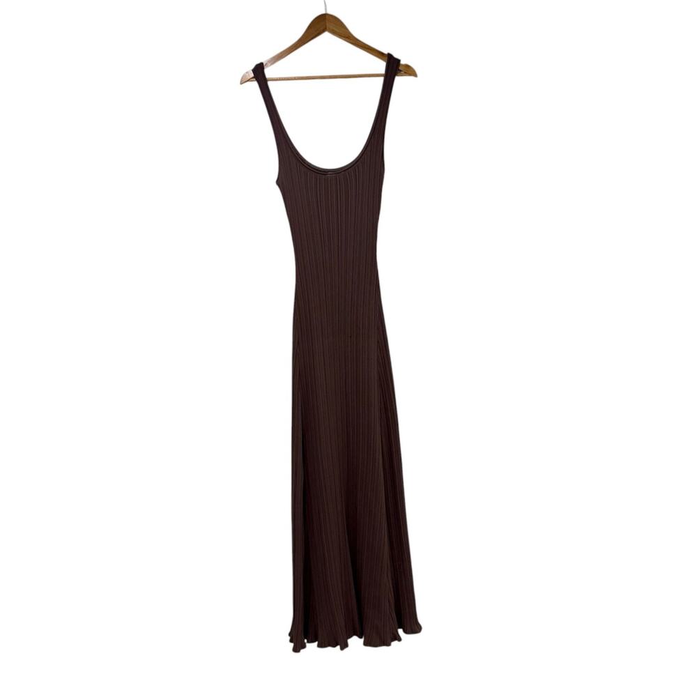 Dissh Ribbed Sleeveless Maxi Dress Brown Women's Large * Flaw*